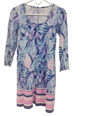 Lilly Pulitzer Blue, Light Blue, Pink Nautical-Print Shift Dress